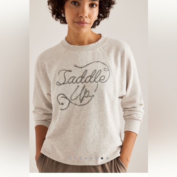 Anthropologie Tops - NWT new medium Anthropologie graphic crew neck sweatshirt saddle up gray western
